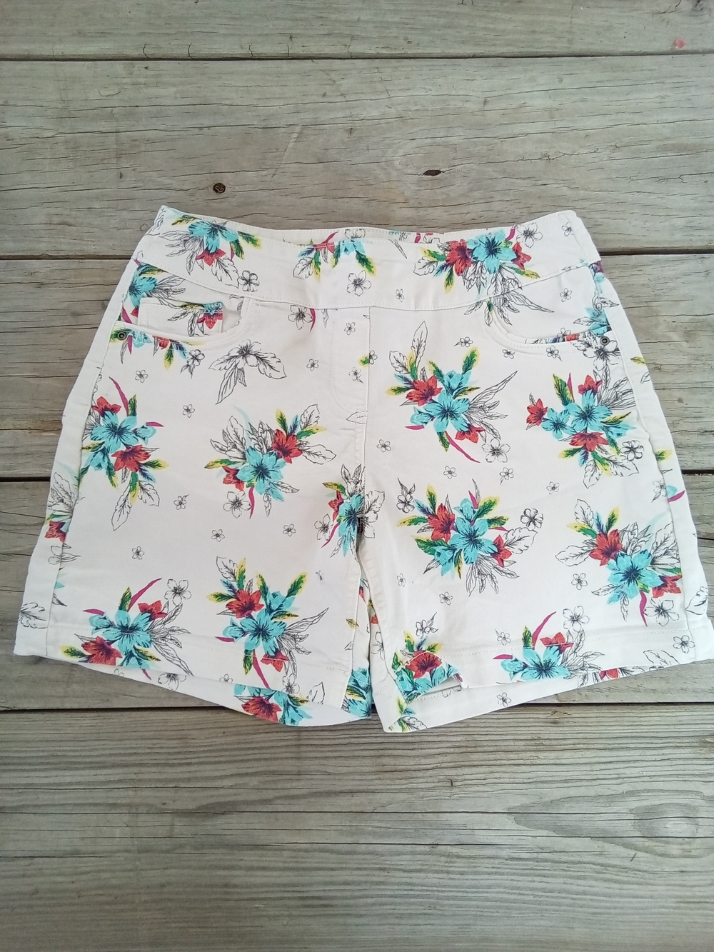 Westbound Petites Floral Pull On Stretch Shorts Size 6P